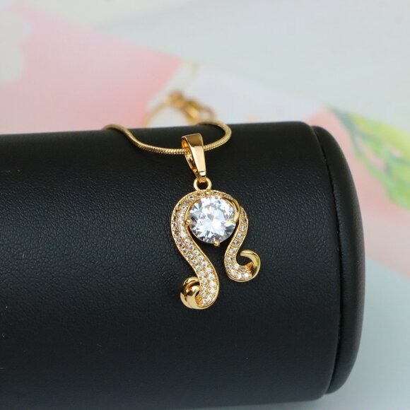 "Rose Gold Leo Zodiac Pendant with Sparkling CZ Centerpiece, XPPT1541 - Picture 13 of 13